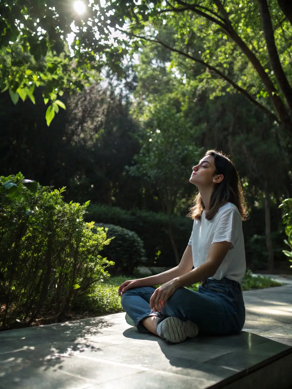 A serene image of a pilgrim meditating by a ancient Breton chapel during the Tro-Breiz, highlighting the spiritual and reflective aspects of the journey.